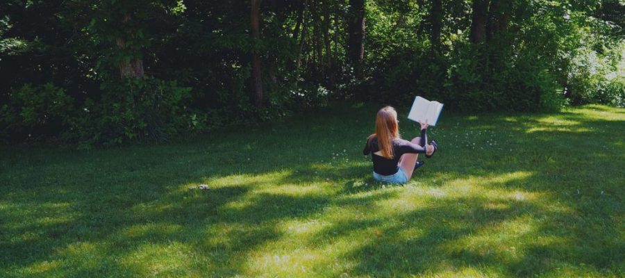 Reading in the grass
